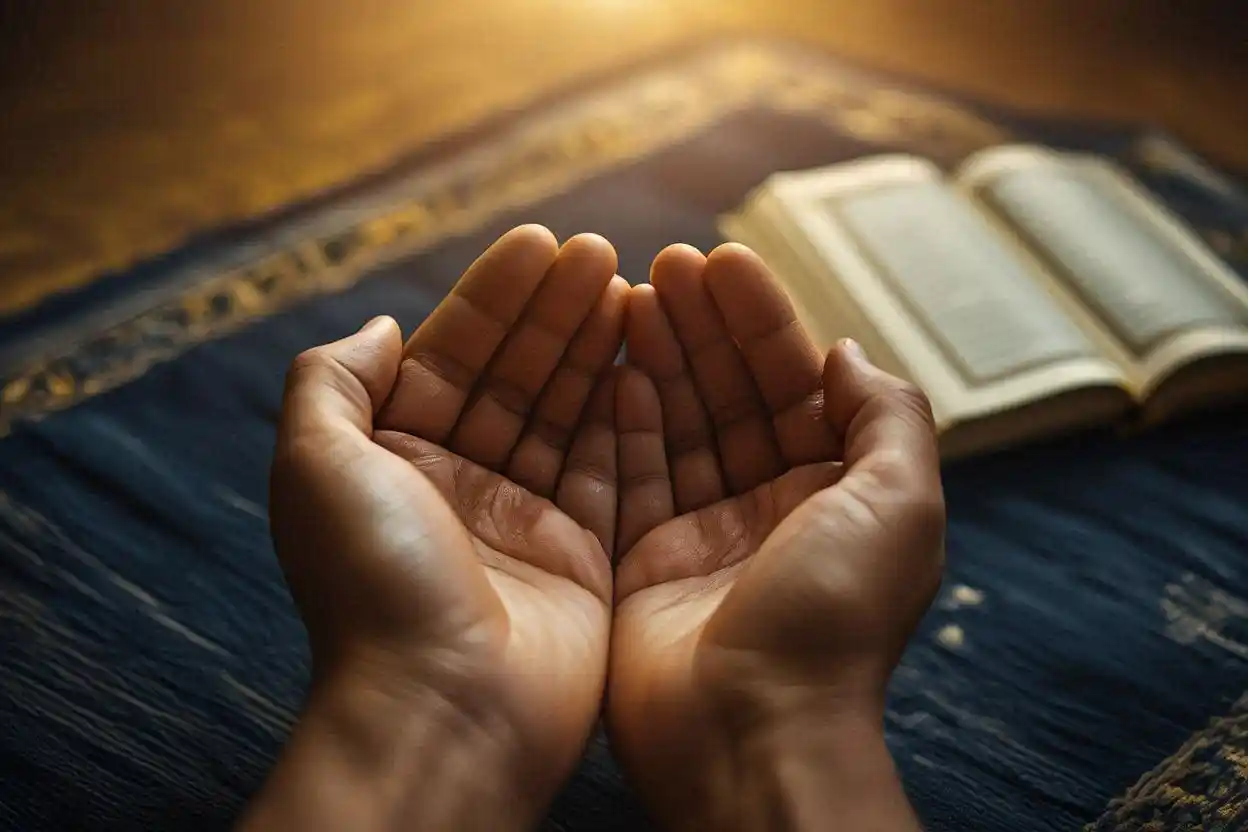 Ilustrasi konsekuensi pelanggaran puasa wajib dalam Islam dengan seseorang bertaubat