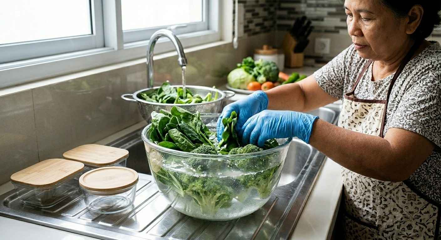 cuci sayur dengan air garam untuk hilangkan kuman dan pestisida