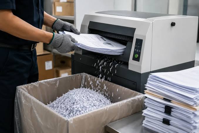ukuran potongan limbah kertas kantor